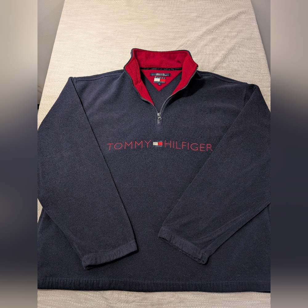 Classic Tommy Hilfiger Fleece Quarter-Zip Pullover | Mens Large